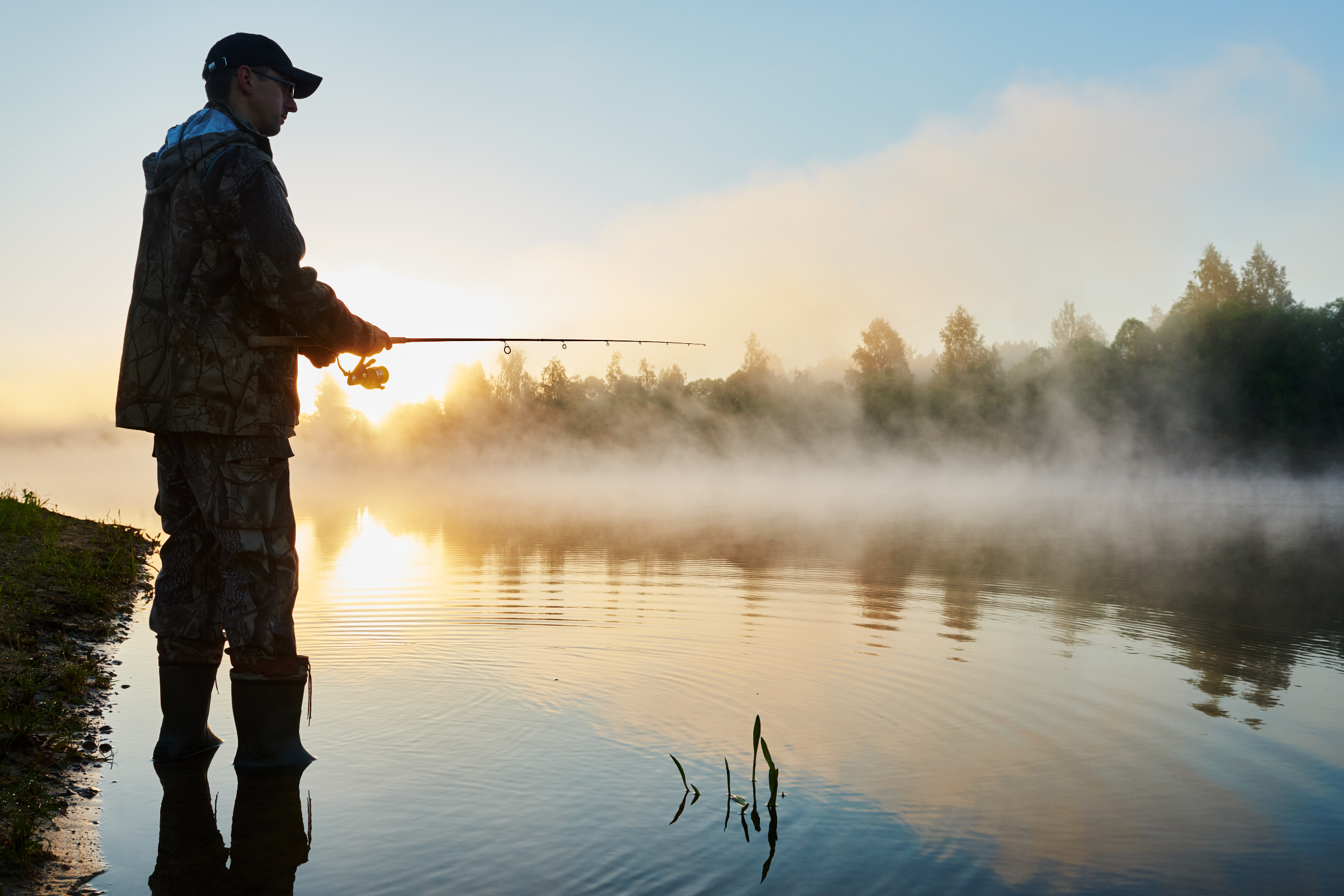 Man fishing thinking about solo retirement.