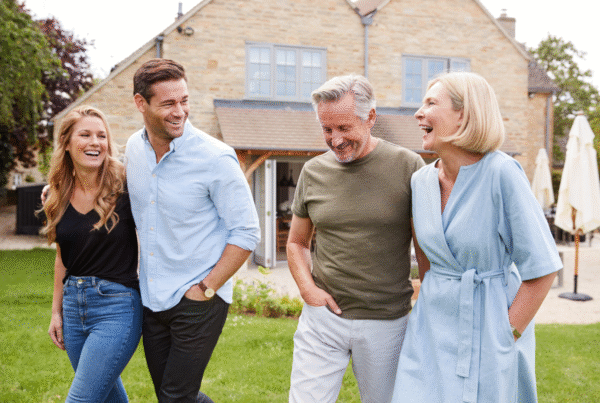 Family enjoying a walk while discussing planning for retirement